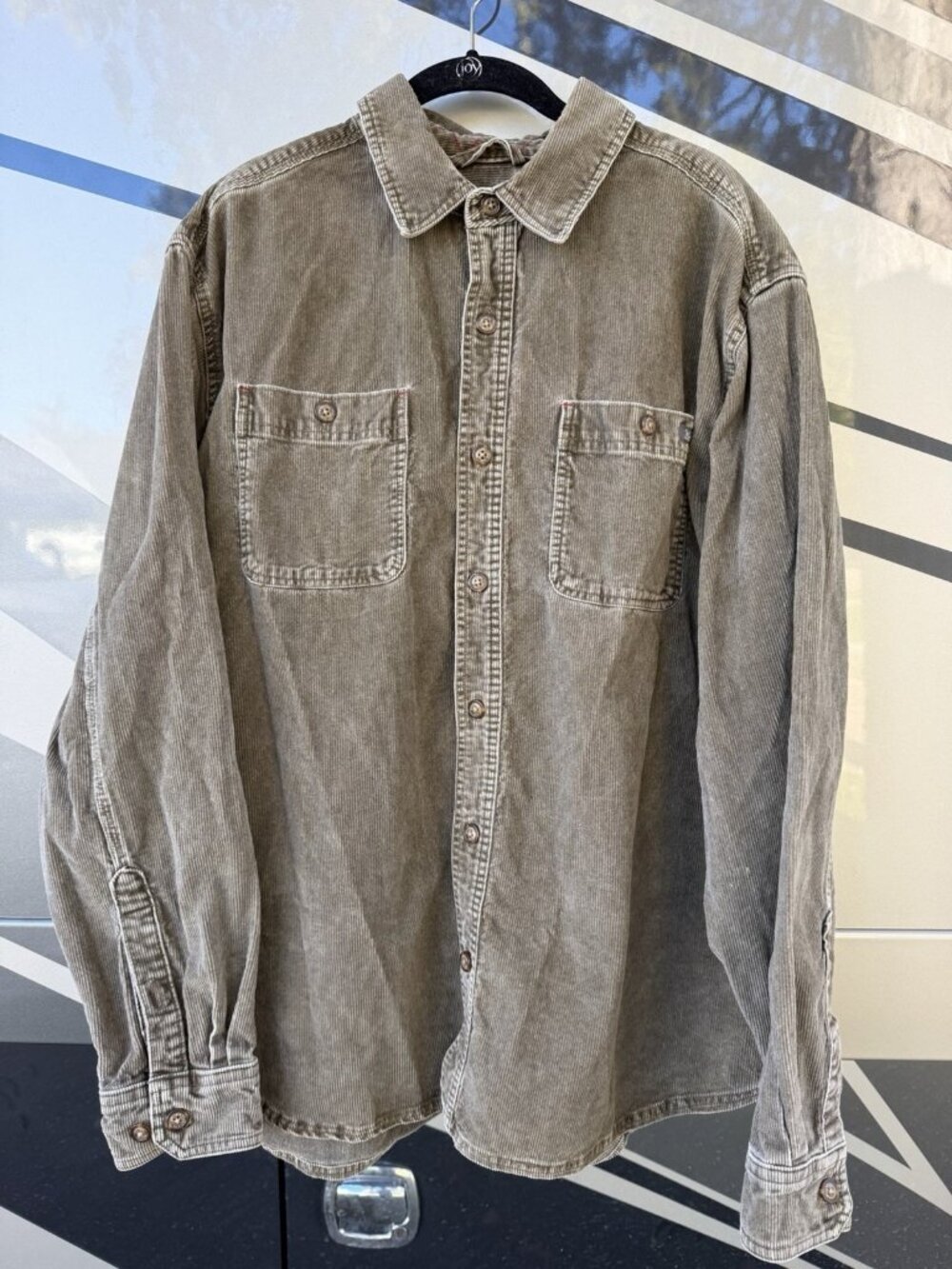 Vintage Woolrich army green corduroy workwear chore camping shirt XL gorpcore